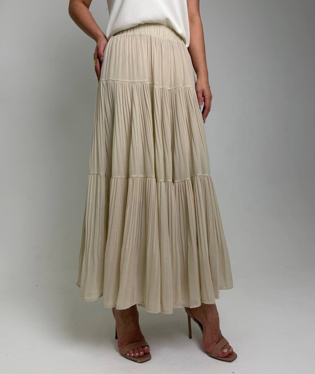 плиссированная юбка миди цвета шампанского dex,плиссированная юбка,юбка плиссе,плиссированная юбка миди,юбка плиссированна