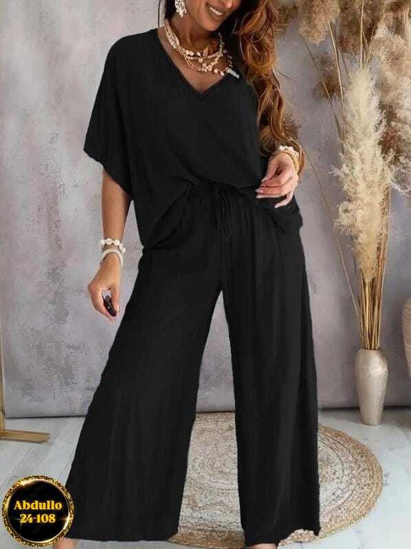 летний брючный костюм женский,костюм с брюками,костюм с широкими брюками голубой,костюм свободного кроя,костюм с широкими брюками