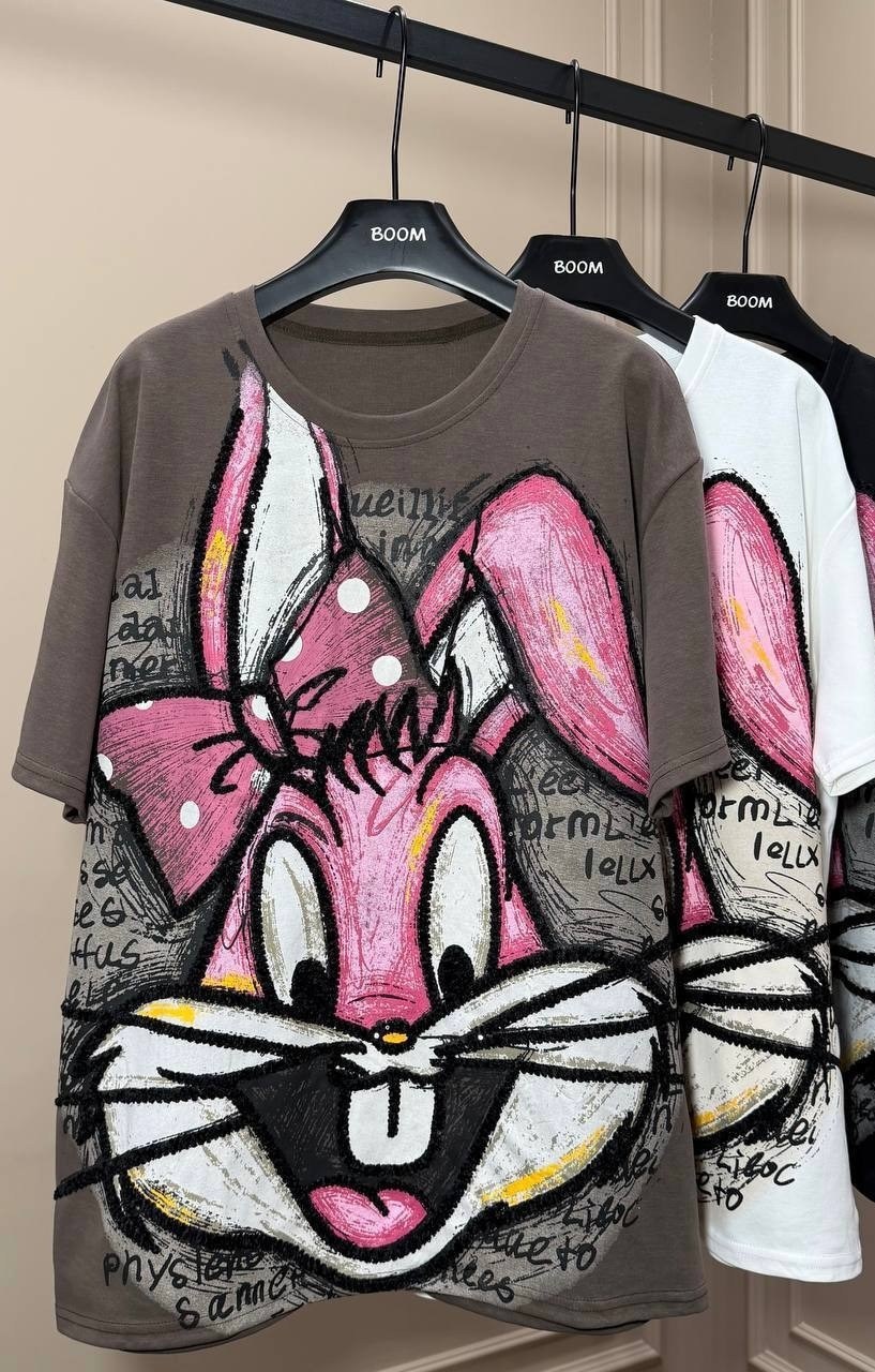 футболки женская,футболка варенка оверсайз с принтом bugs bunny,футболки женская оверсайз,футболки женские с принтом,футболка с зайцем
