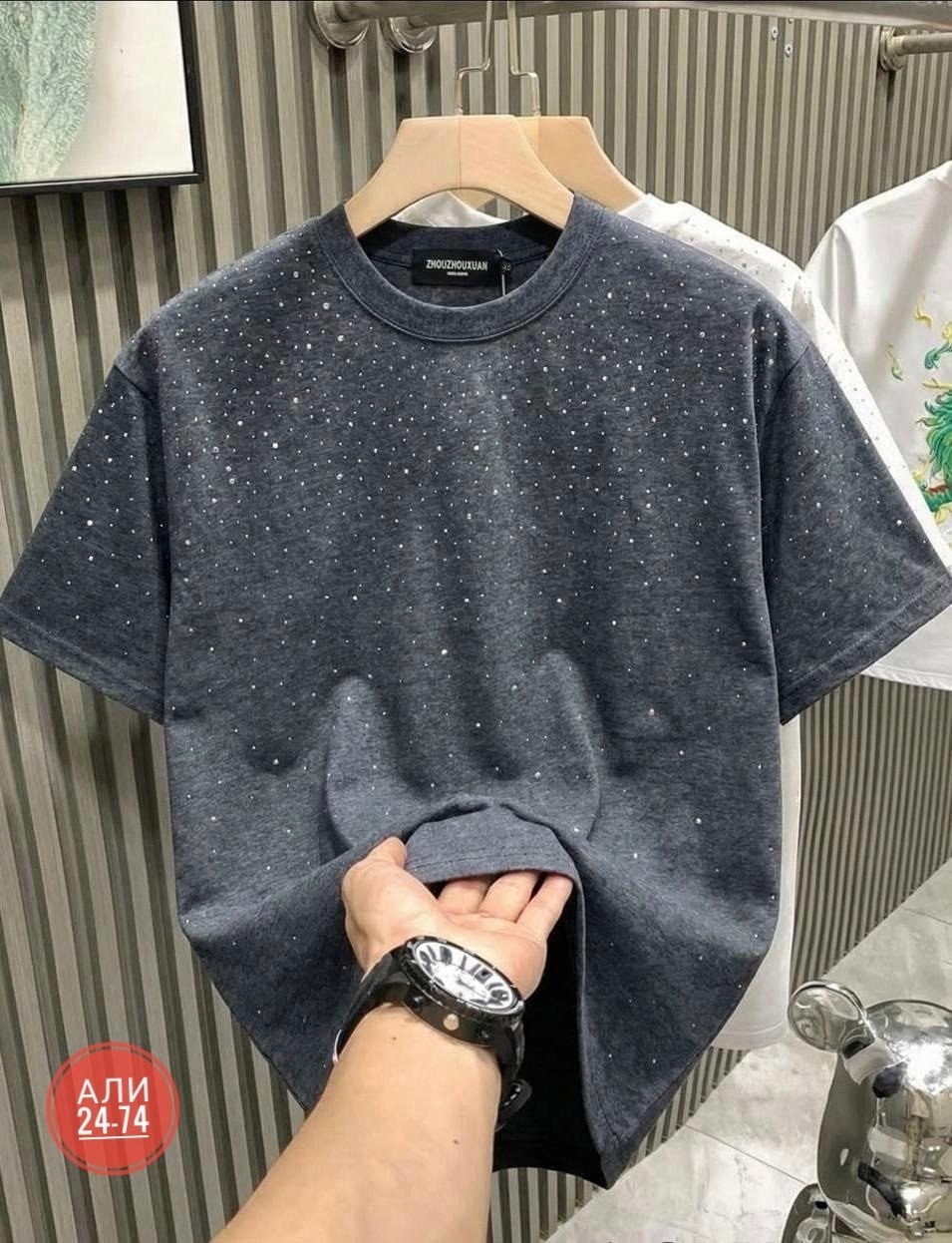 футболка оверсайз со стразам,мужская футболка со стразами,футболка со стразами,женская футболка