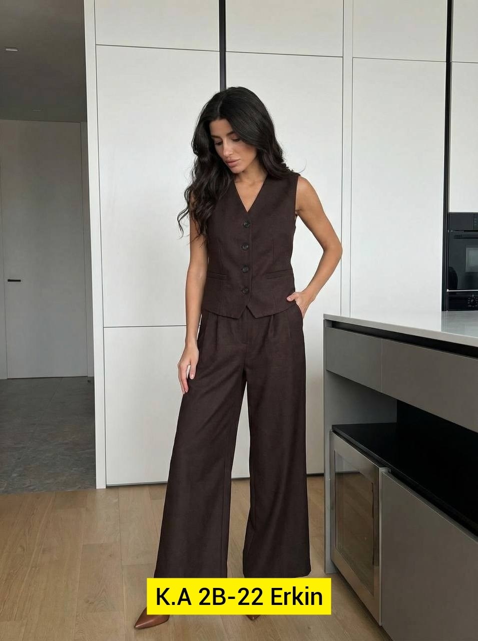 брючный костюм,женский брючный костюм,костюм женский,костюм брючный с жилетом "какао",костюм женский брючный с жилетом