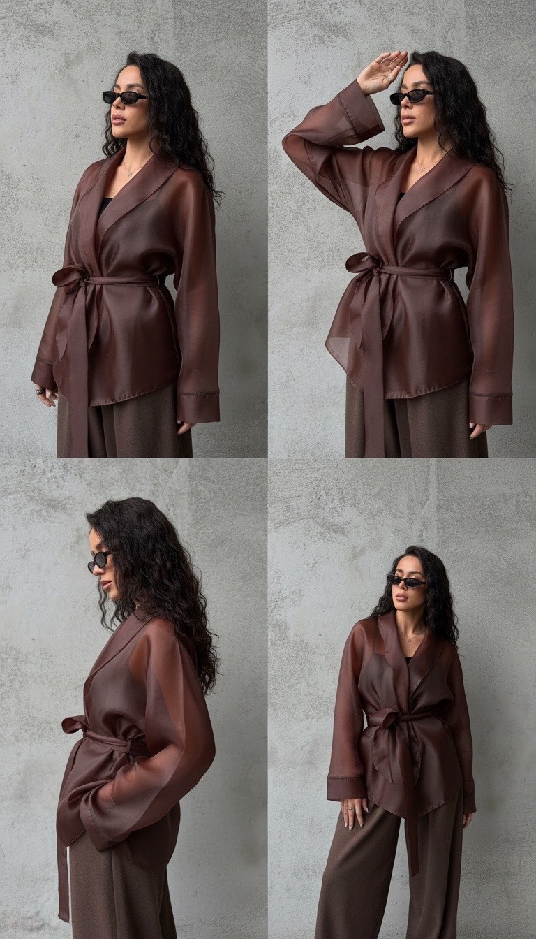 жакет из полупрозрачной ткани вершина восхищения коричневый,жакет из полупрозрачной ткани коричневый,женская блузка,жакет из органзы,женская блуза