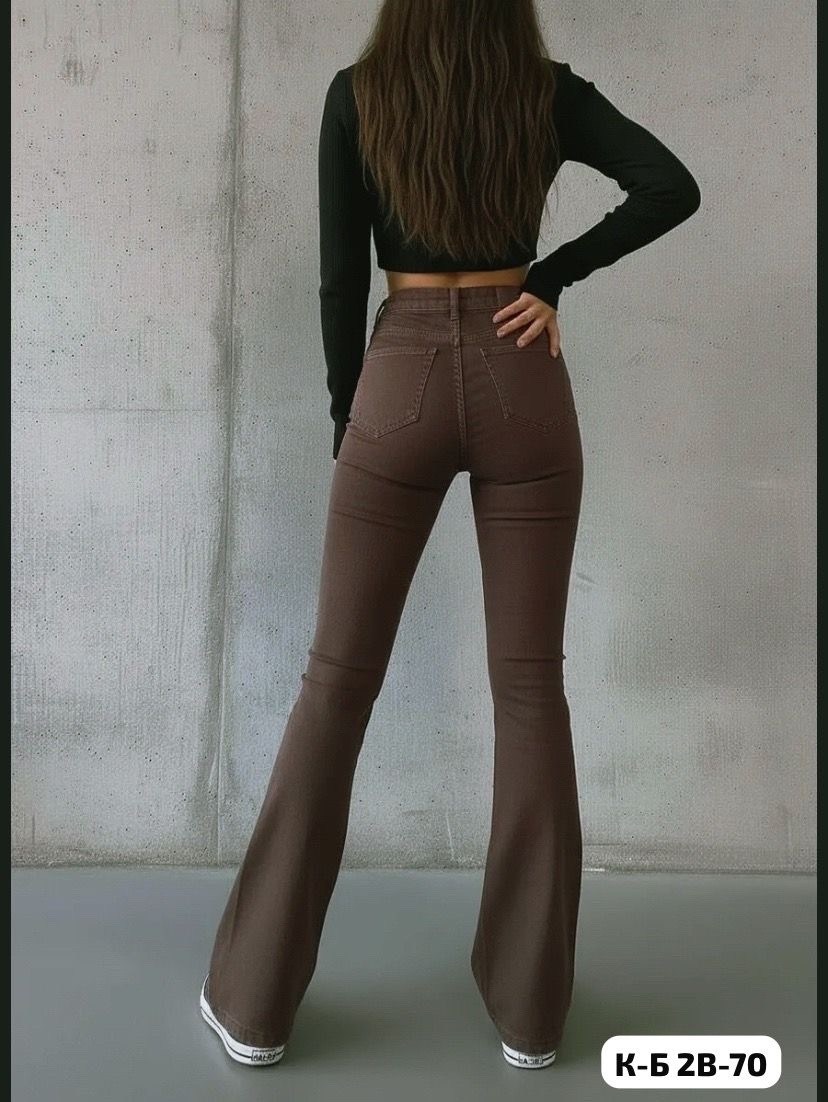 джинсы клеш женские с высокой посадкой,коричневые джинсы клеш женские,джинсы клеш женские,джинсы клеш от колена с высокой посадкой,джинсы клеш