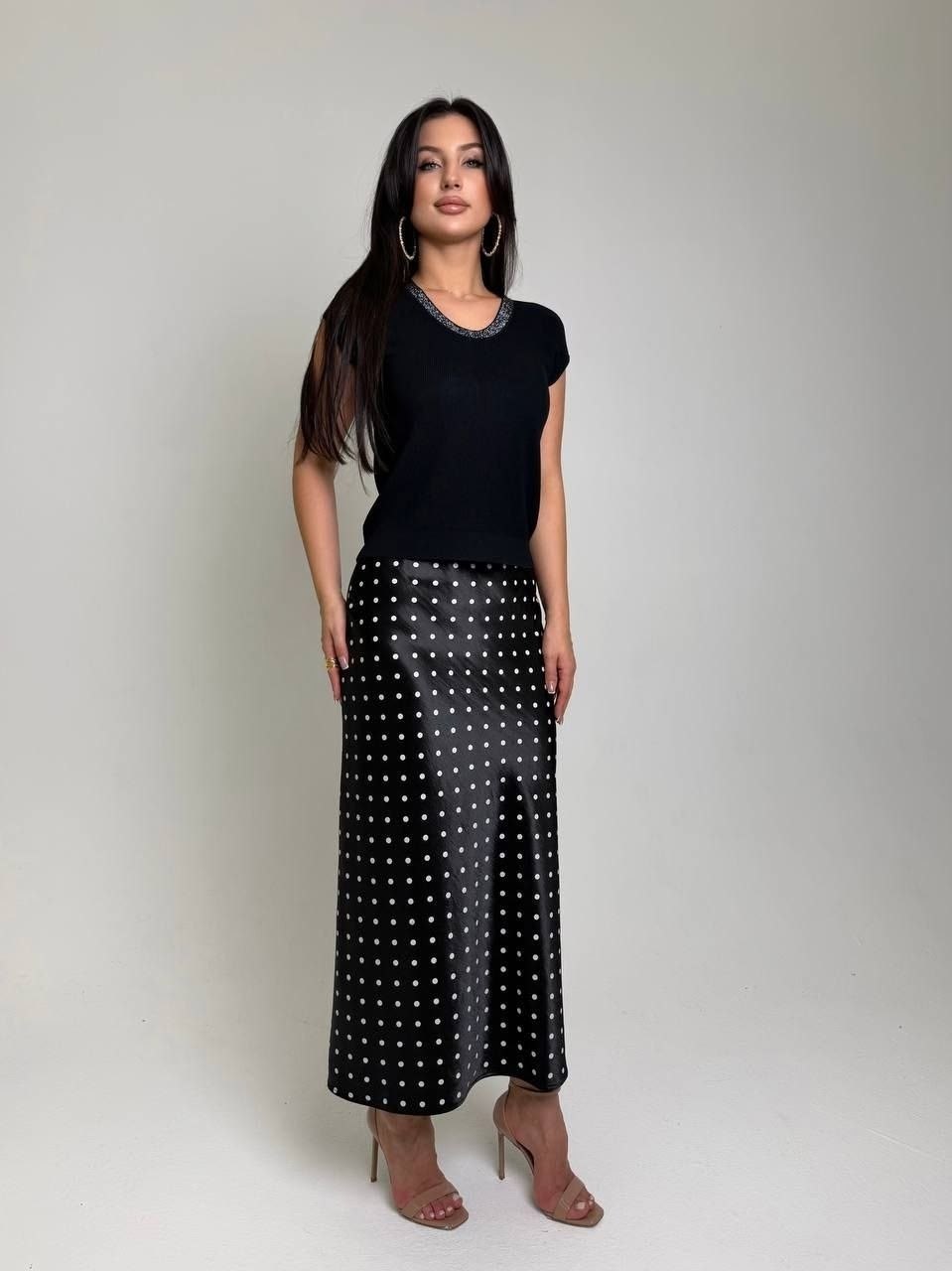 юбка макси,юбка,юбка в горошек,юбка миди,длинная юбка