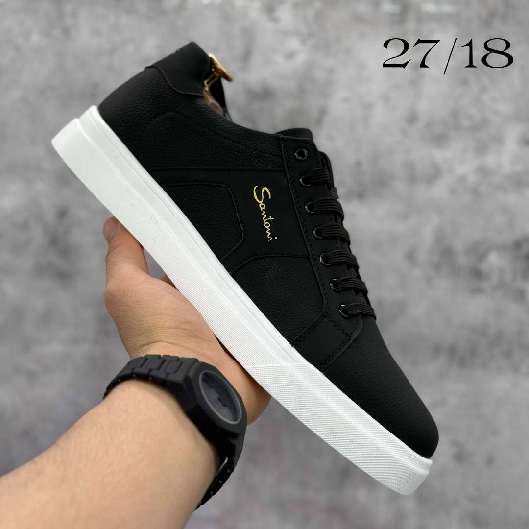 мужские кеды,мужские кеды santoni,кеды мужские кожаные santoni черные premium,мужские чёрные кеды santoni,мужская