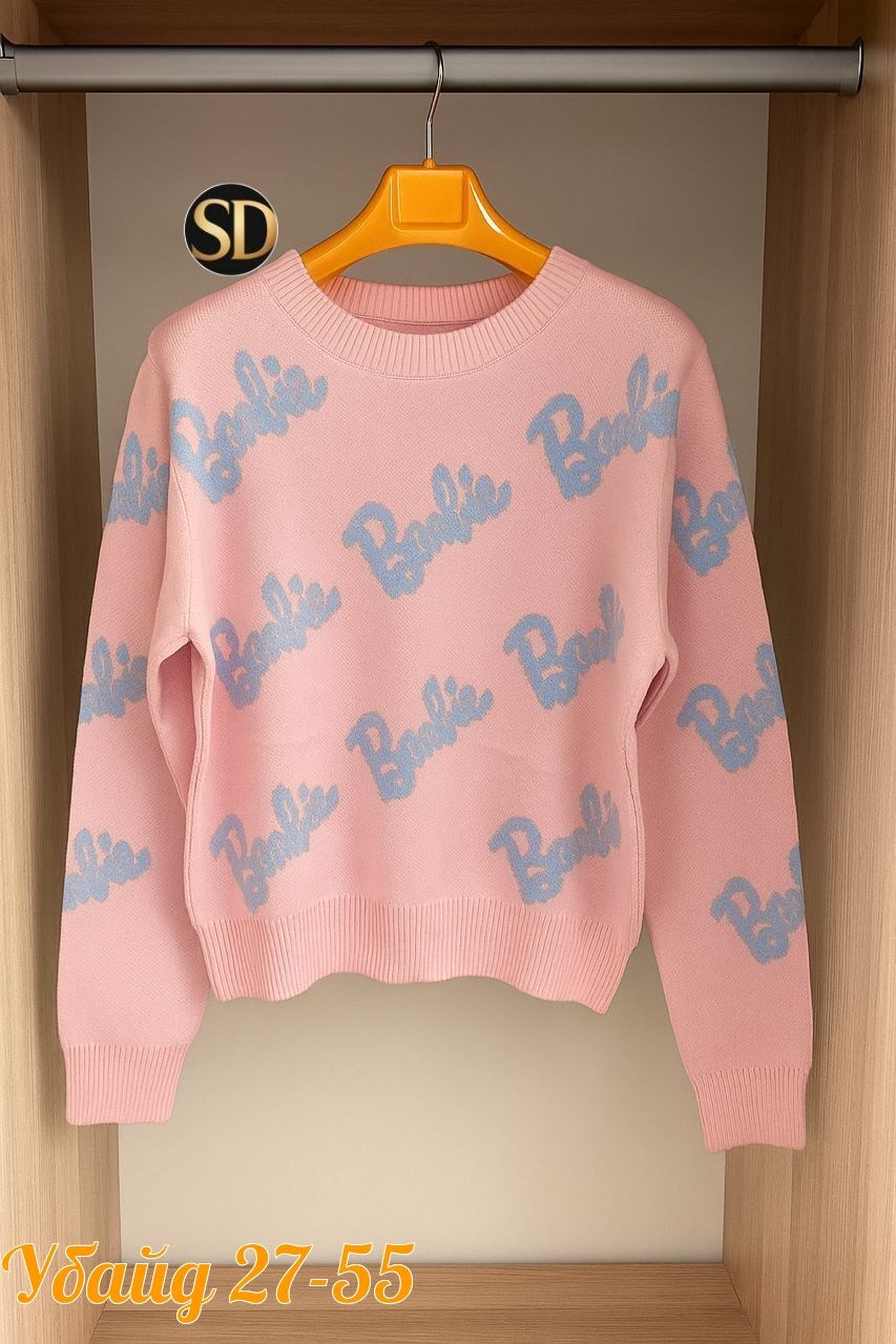 свитера женские,свитшот женская,свитер оверсайз с надписью barbie,свитер кофта,женская кофта