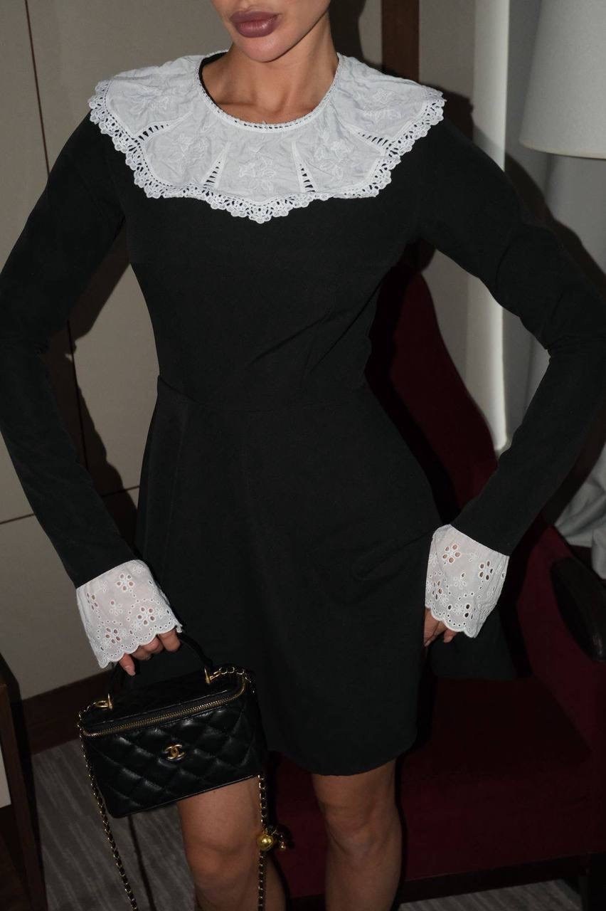 платье с воротником,черное платье с белым воротником,платье,школьное платье,платье черное