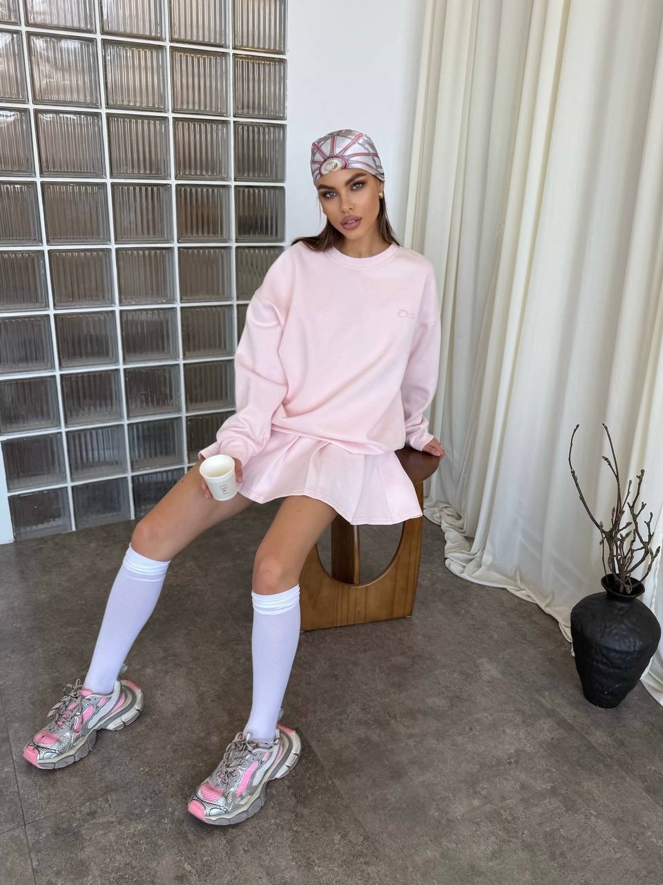розовый свитшот,свитшот оверсайз,костюм с юбкой,свитшот женский,свитшот свободного кроя