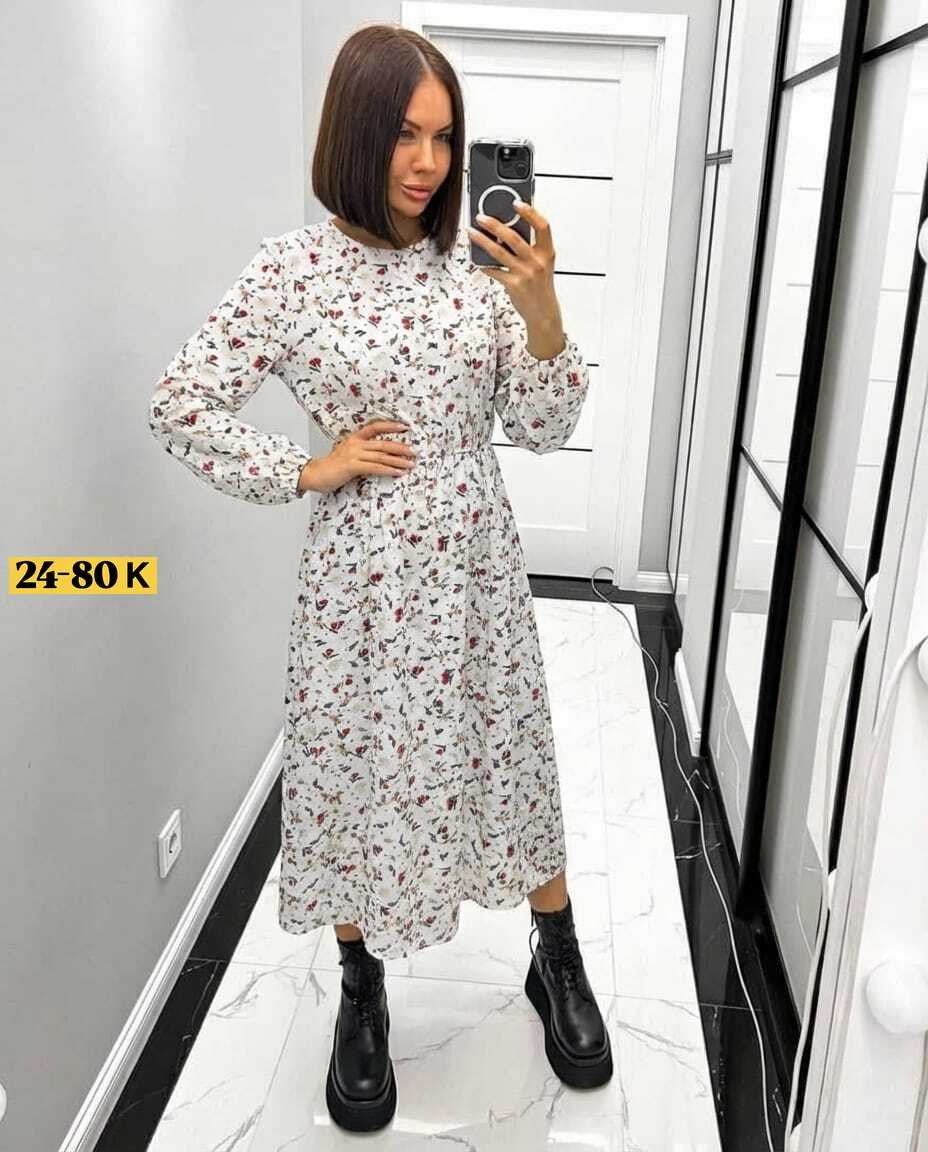 платье женское,женское платье миди,платье женское прадо,платье женское черное в цветочек с длинным рукавом,платье