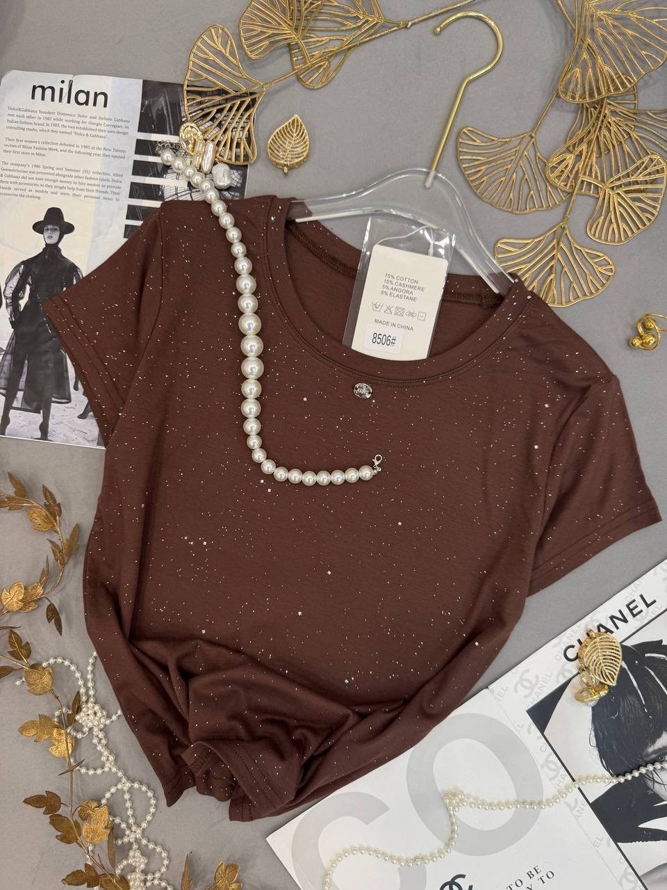 женская футболка,футболки для женщин,модная женская футболка,футболка с бусинами,блуза с пуговицами