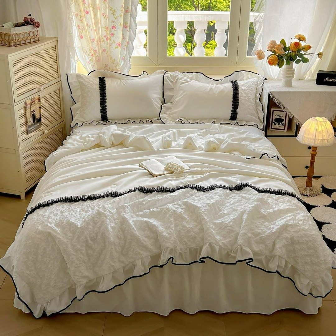 комплект постельного белья в стиле принцессы,комплект постельного белья,пододеяльник с рюшами,комплект одеяло,постельное белье для девочек