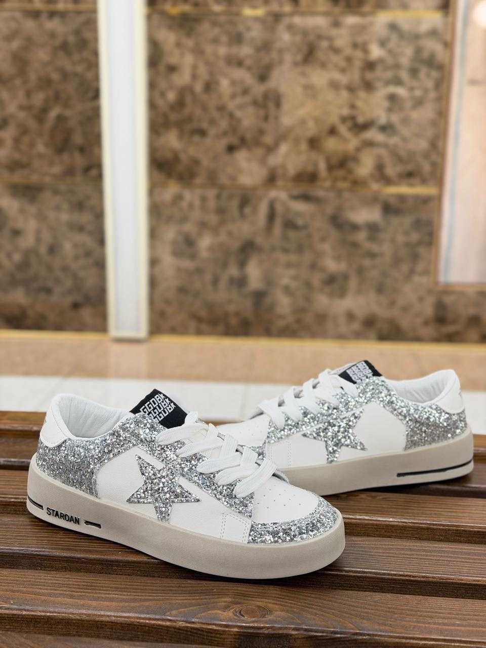 golden goose кеды hi star с блестками белый,голден роуз кеды,,кеды женски,golden goose кеды с блестками