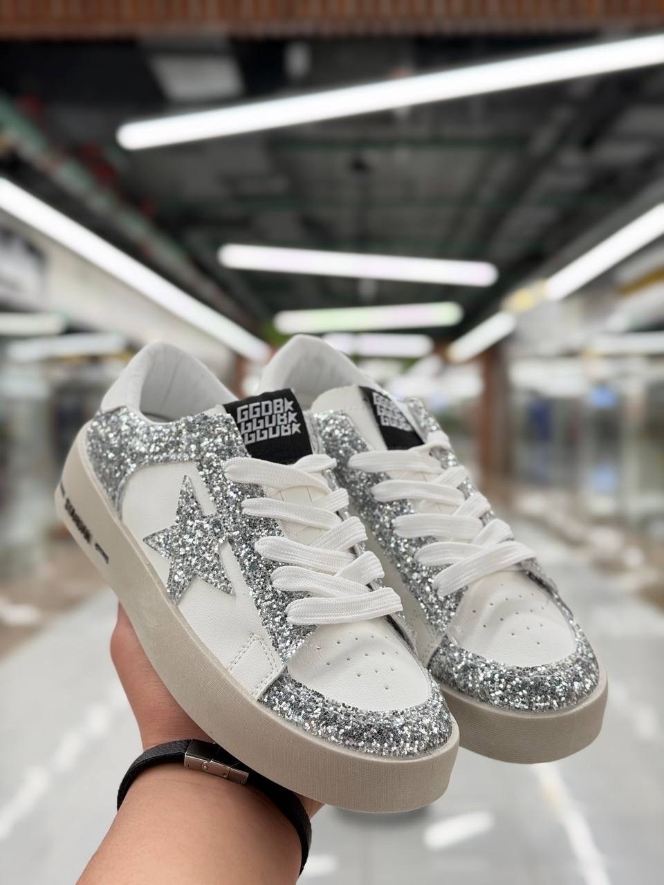 golden goose кеды hi star с блестками белый,голден роуз кеды,,кеды женски,golden goose кеды с блестками