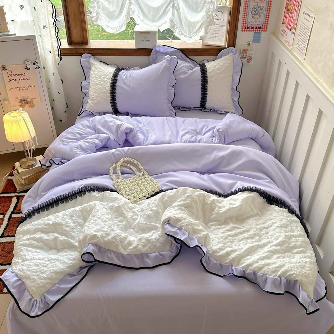 комплект постельного белья в стиле принцессы,комплект постельного белья,пододеяльник с рюшами,комплект одеяло,постельное белье для девочек