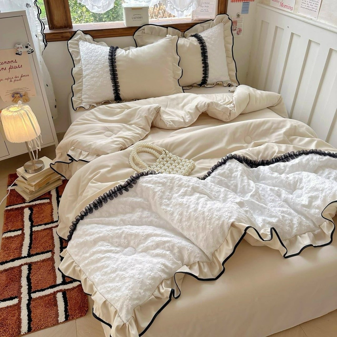 комплект постельного белья в стиле принцессы,комплект постельного белья,пододеяльник с рюшами,комплект одеяло,постельное белье для девочек