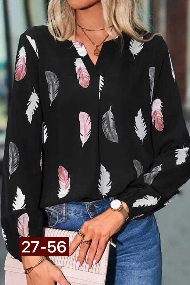 модная женская блузка,модная блузка,блузка женская,женская шифоновая блузка с длинными рукавами,блузка с принтом