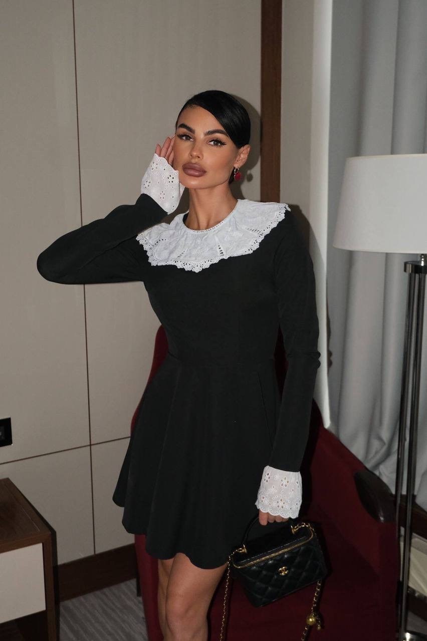 платье с воротником,черное платье с белым воротником,платье,школьное платье,платье черное