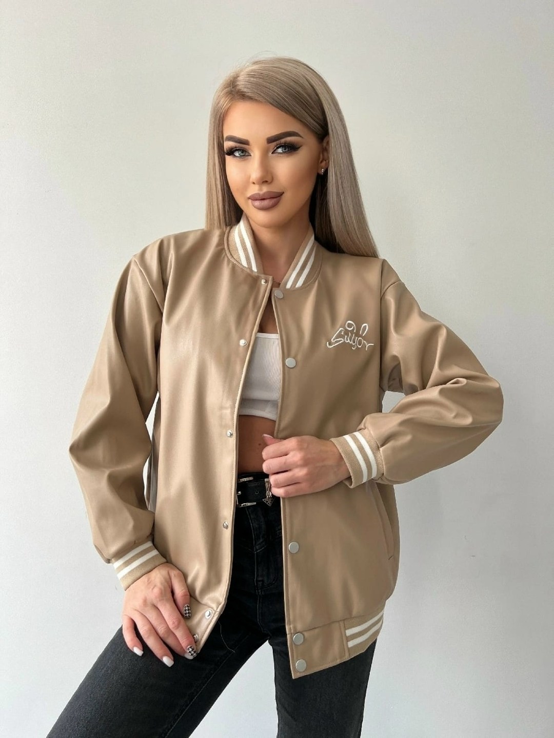 куртка бомбер,бомбер оверсайз куртка из экокожи c&h style,женская куртка бомбер,бомбер женский,куртка бомбер из экокожи