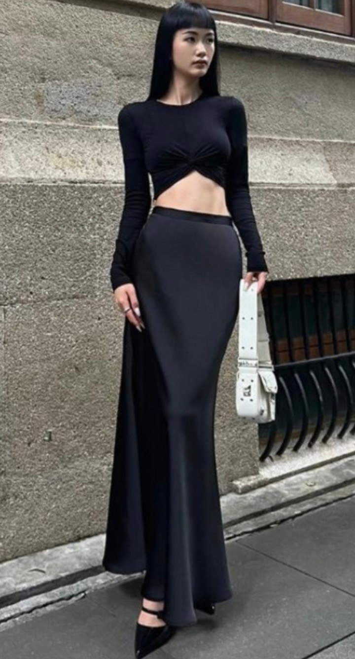 юбка атласная длинная черная макси в пол mariamore,атласная длинная юбка,атласная длинная юбка с завышенной талией для женщин,атласная юбка в пол,длинная атласная юбка houzhou