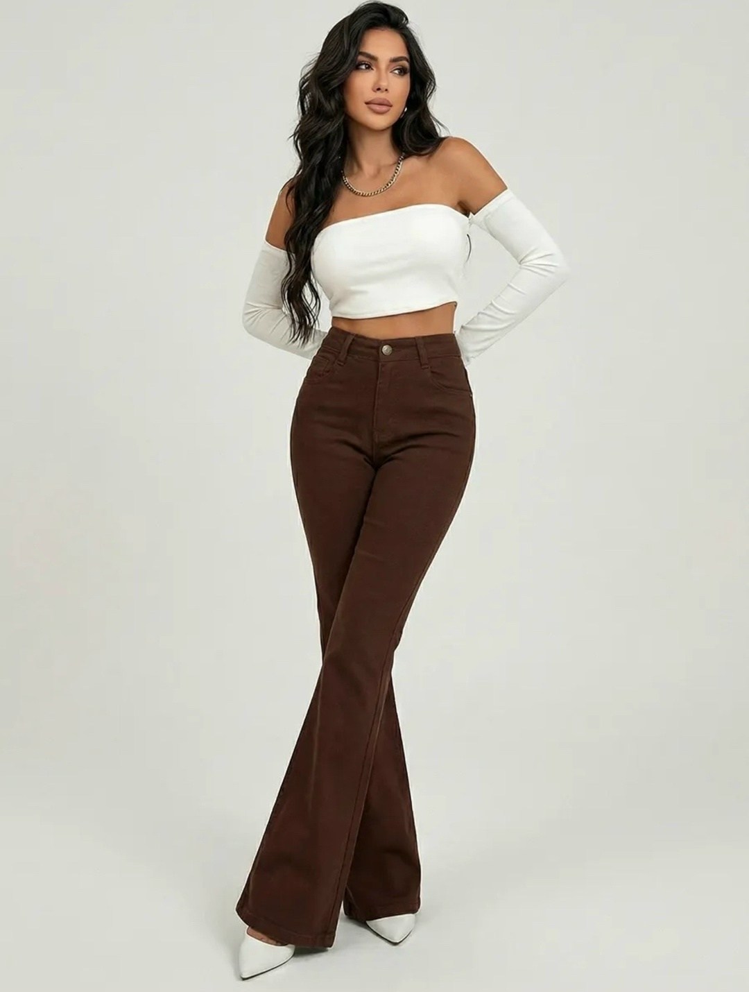 коричневые джинсы,коричневые джинсы женские,женские джинсы клеш,джинсы клеш с высокой талией,женские джинсы