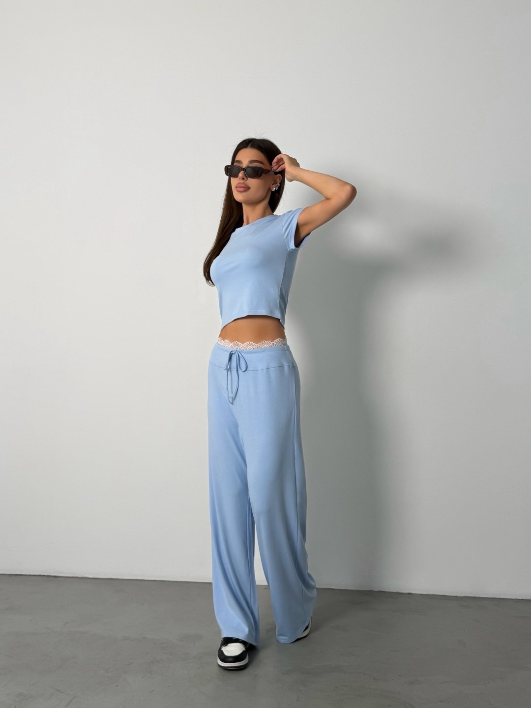 костюм с брюками,трикотажные костюмы,костюм женский,костюм с брюками палаццо,брючный костюм с топом