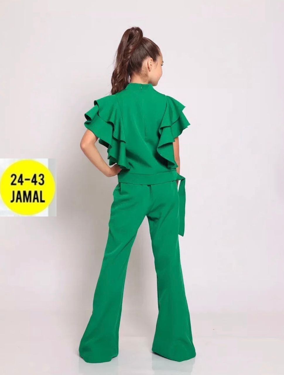 костюм брючный нарядный с воланами для подростка lemada brand,костюм брючный,костюм брючный нарядный с воланами для подростка lemada brand цвет зеленый,костюм брючный для девочек,костюм с брюками