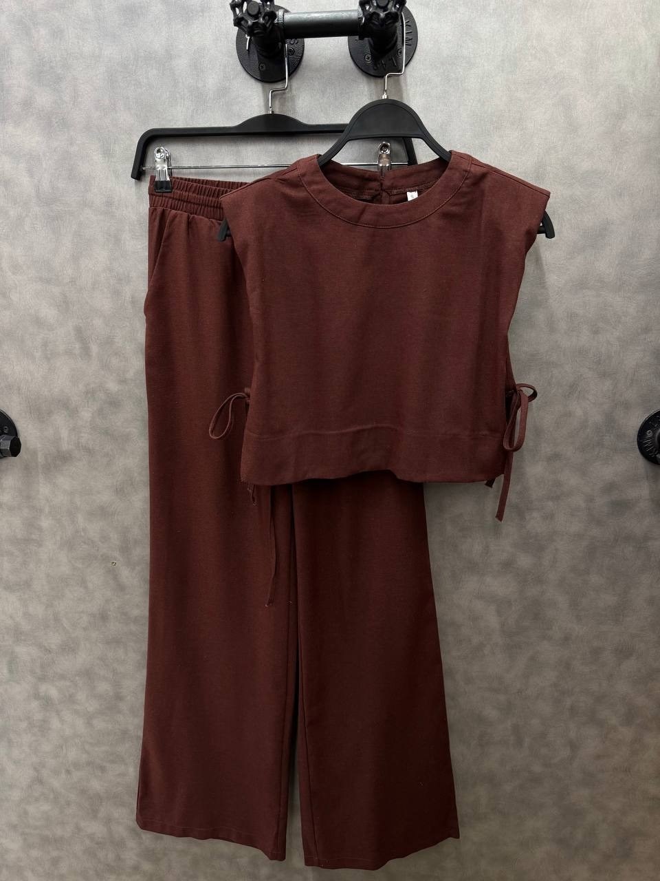 комплект укороченных топов,костюм женский льняной,костюм с брюками,укороченные топы,брюки повседневные модные