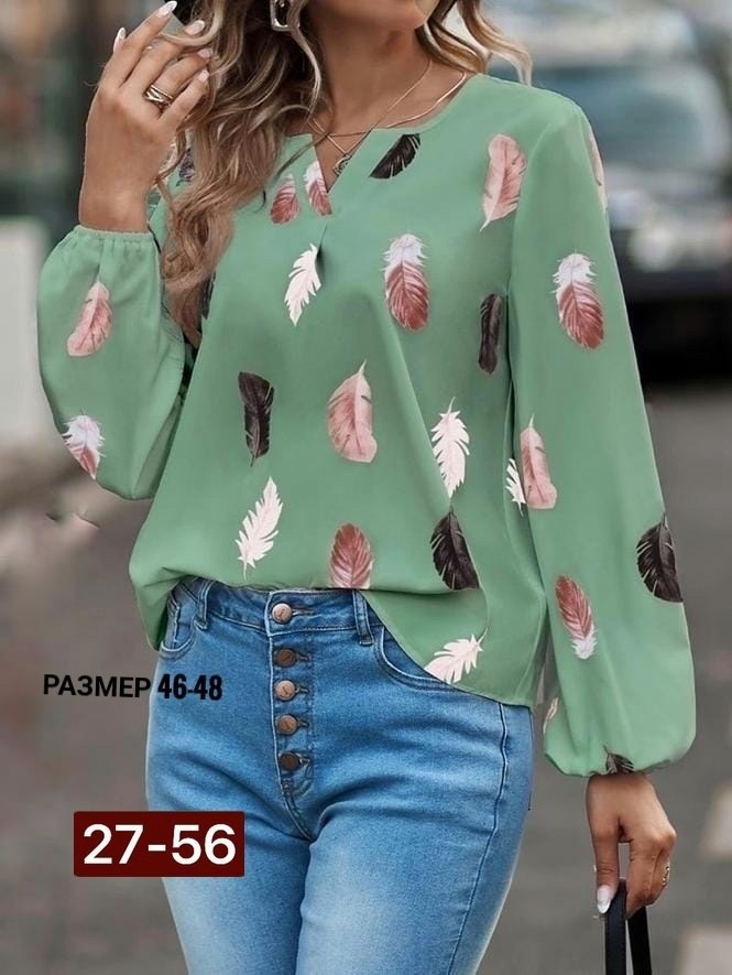 модная женская блузка,модная блузка,блузка женская,женская шифоновая блузка с длинными рукавами,блузка с принтом