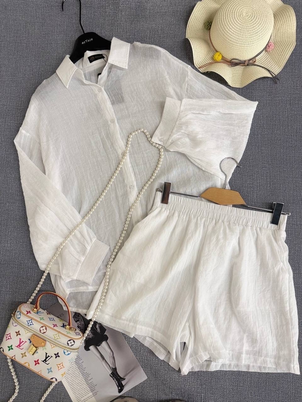 муслиновый костюм с шортами,женский летний костюм с шортами,костюм с шортам,костюм из муслина летний женский с шортами,повседневный костюм
