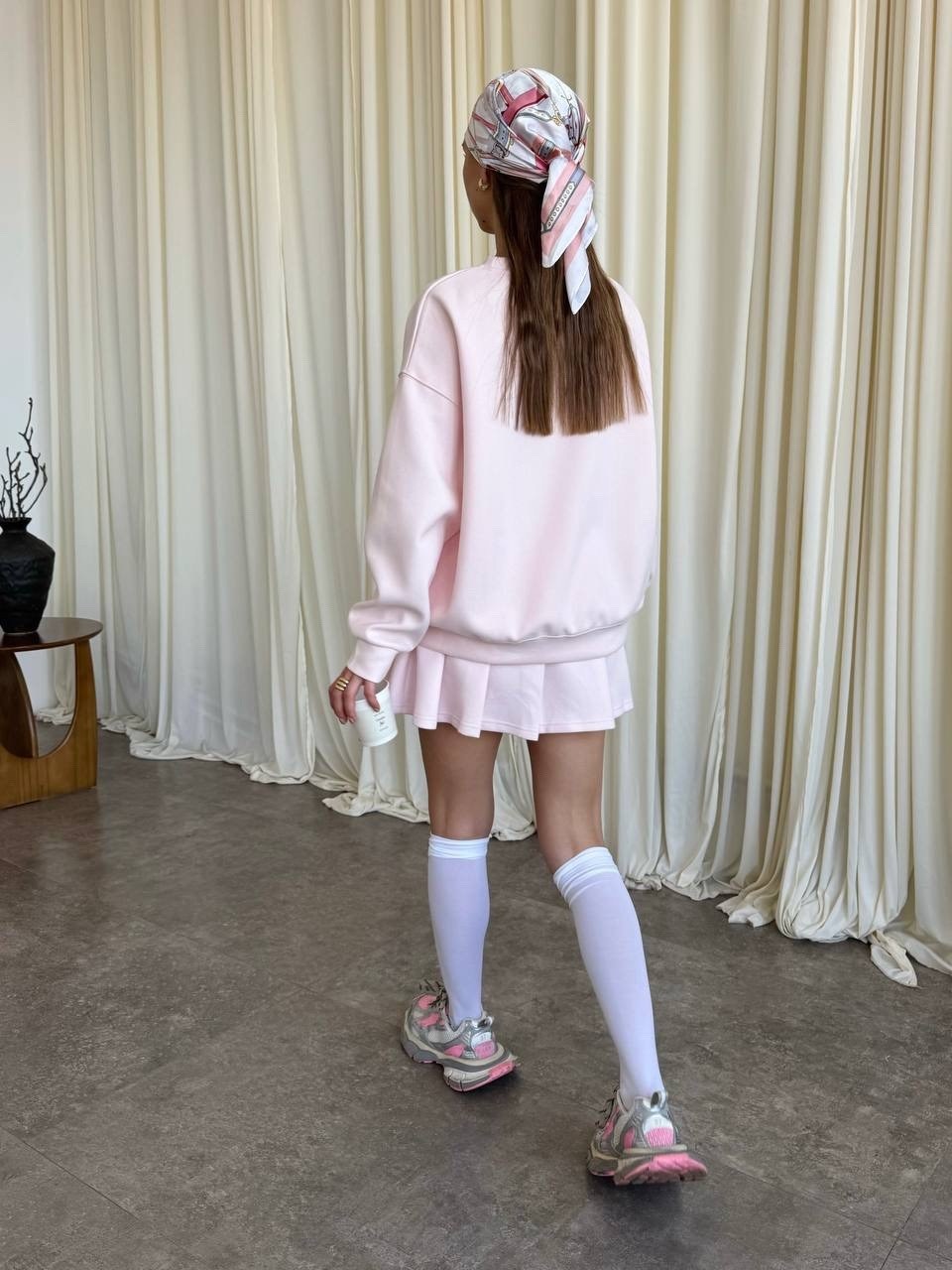 розовый свитшот,свитшот оверсайз,костюм с юбкой,свитшот женский,свитшот свободного кроя