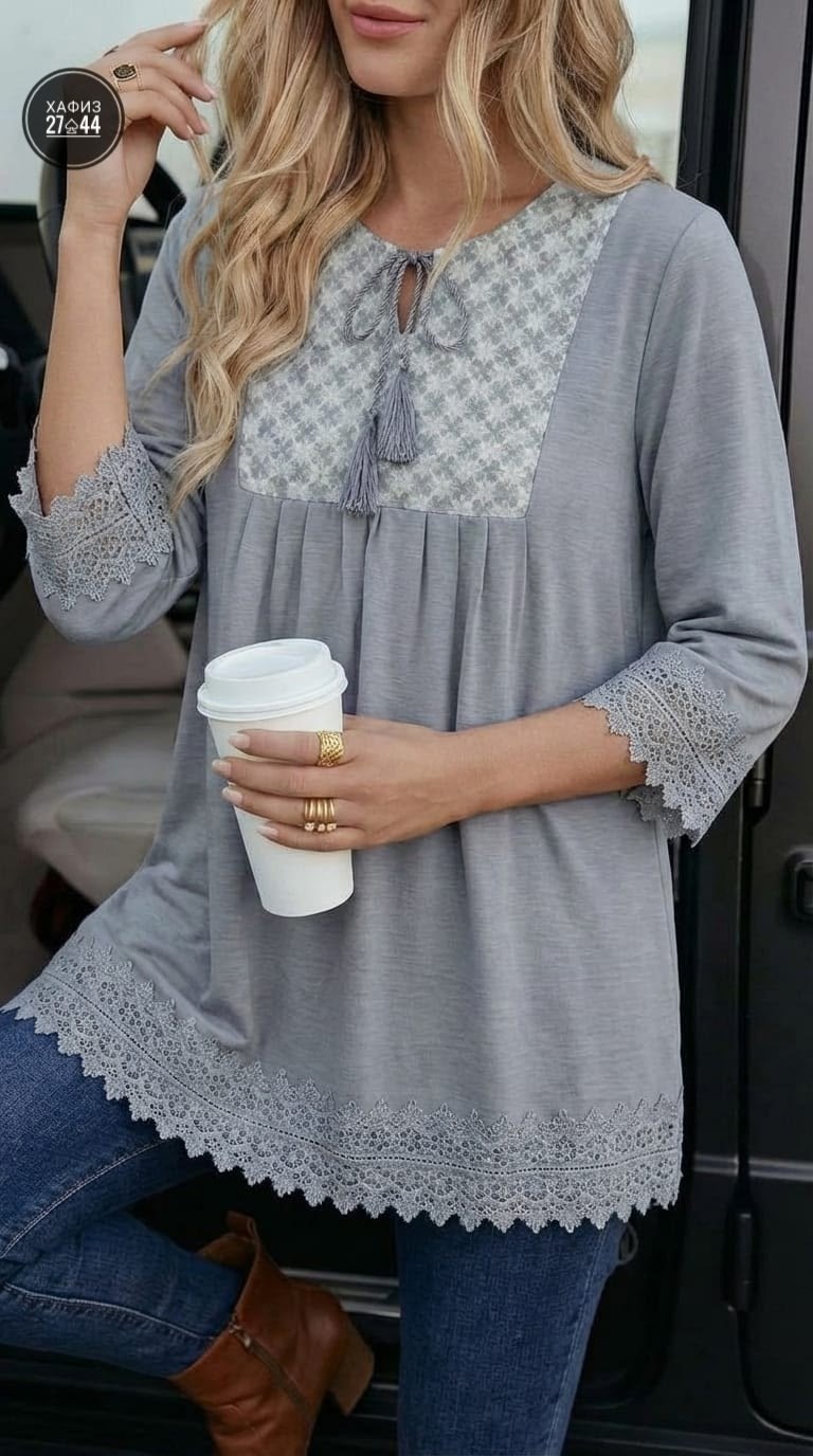 кружевная блузка,блузка с узорами,серая блузка с кружевами,блузка бохо,блузка в народном стиле
