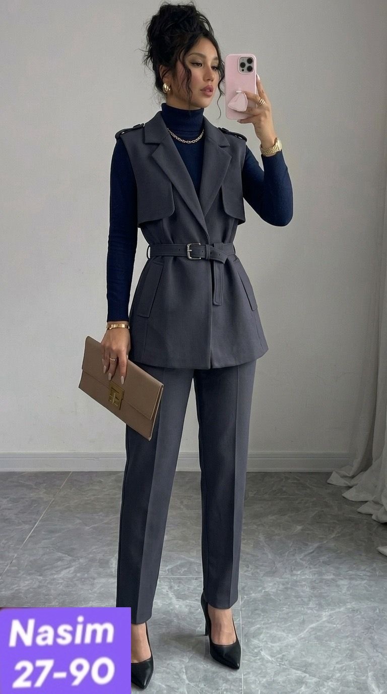 элегантный брючный костюм,брючный костюм,женский брючный костюм,брючный костюм с жилетом,костюм с брюками