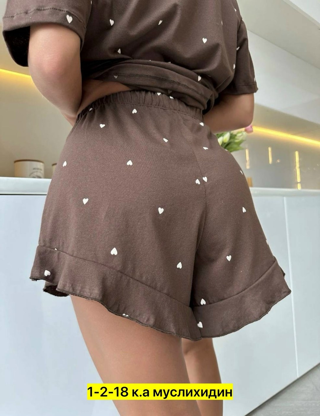 пижама с шортами и футболкой трикотажная demonic leon 388281932,,футболки женская,женская пижама,пижама с шортами