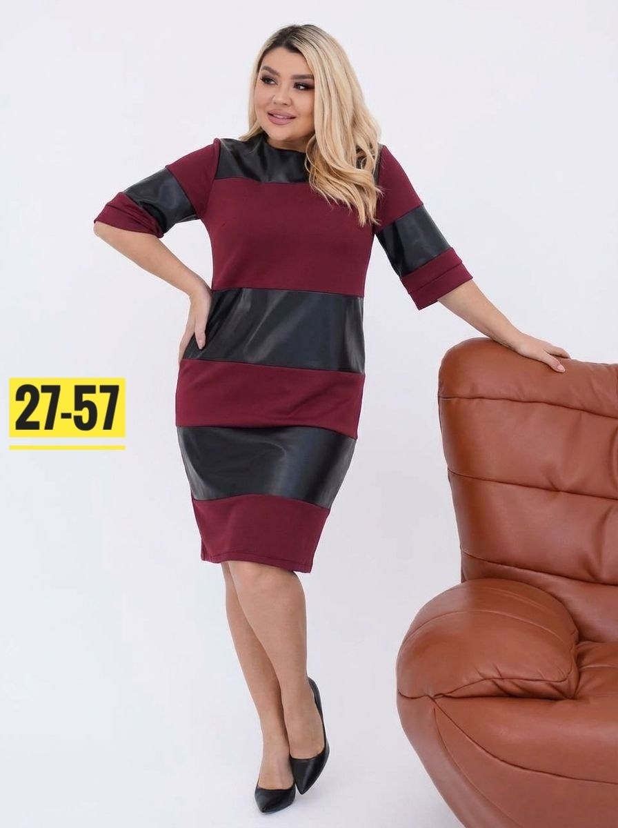 кожаное платье,платье из кожи,платье комбинированное трикотаж + эко. кожа, черный,платья большие размеры,трикотаж+экокожа