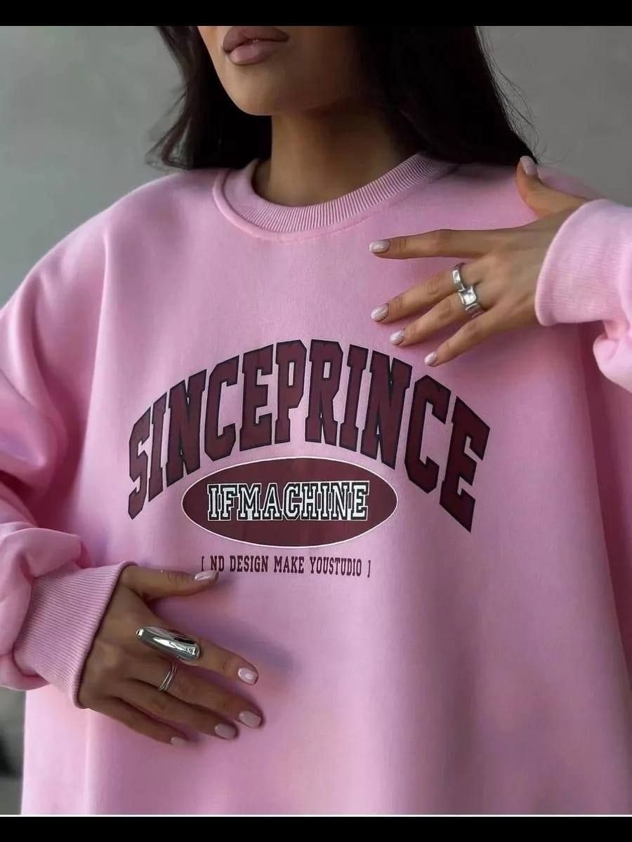 свитшот оверсайз розовый с принтом old money assertive,женская кофта,свитшот на флисе с круглым вырезом и принтом розовый,мягкий женский свитшот,розовый свитшот