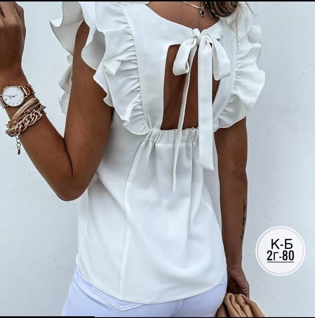 блузка с открытой спиной,блузка женская,блузка бант,блузка с оборками,нарядная блузка
