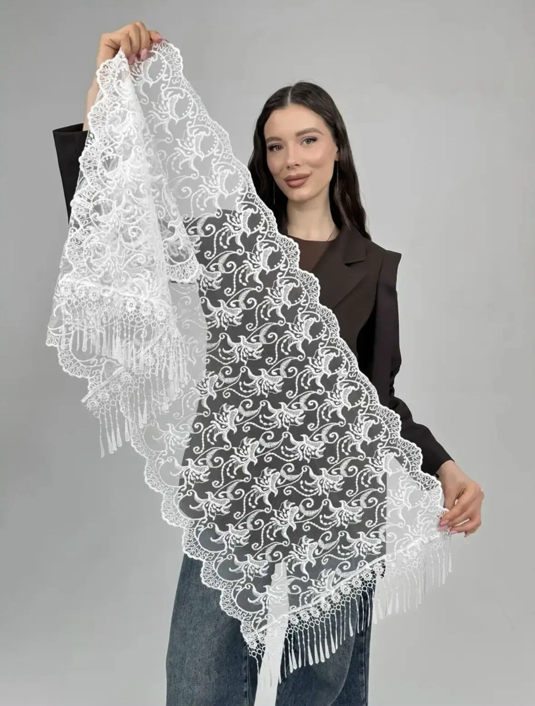 платок в церковь,кружевной платок,женский платок,церковный платок,платок на голову женский для храма в церковь