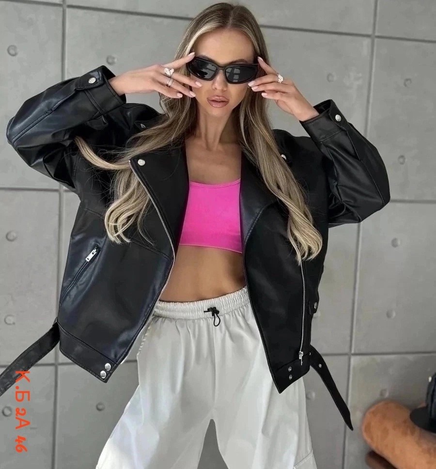 косуха куртка черная оверсайз,женская кожаная куртка,женская косуха оверсайз,куртка косуха,косуха кожаная куртка экокожа оверсайз