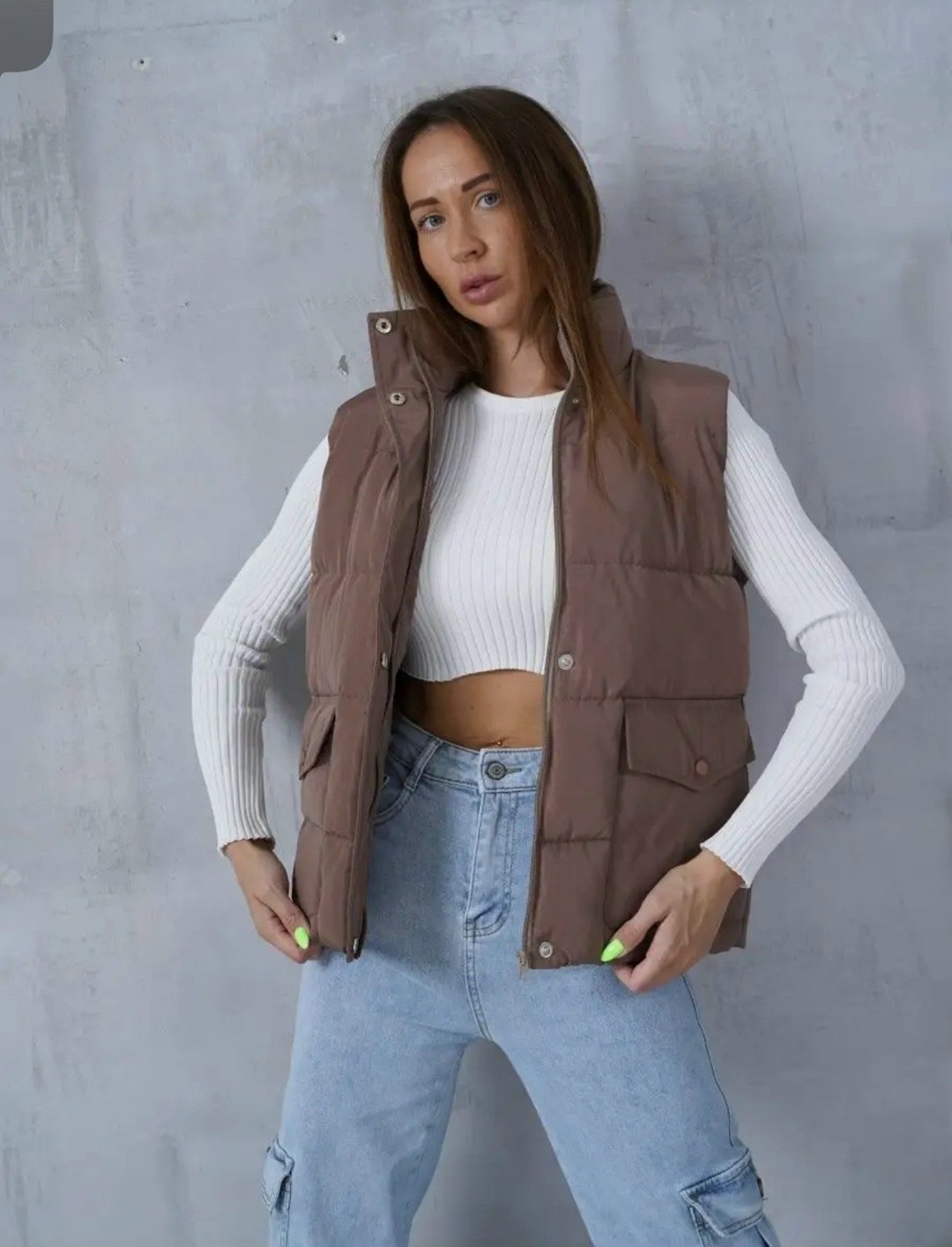 жилетка женская,жилет женский,жилет женский утепленный,теплый жилет,коричневая жилетка женская