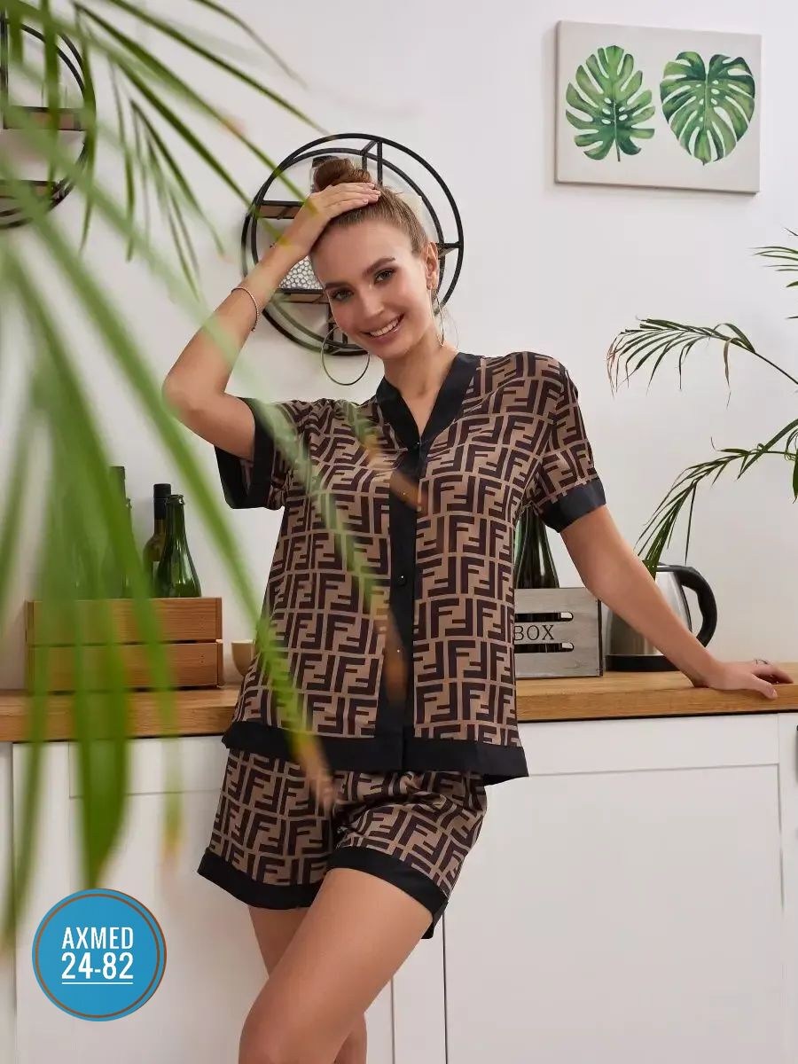 пижама женская,шелковая пижама с шортами,стильная пижама,пижама шелковая с шортами и рубашкой,модная пижама