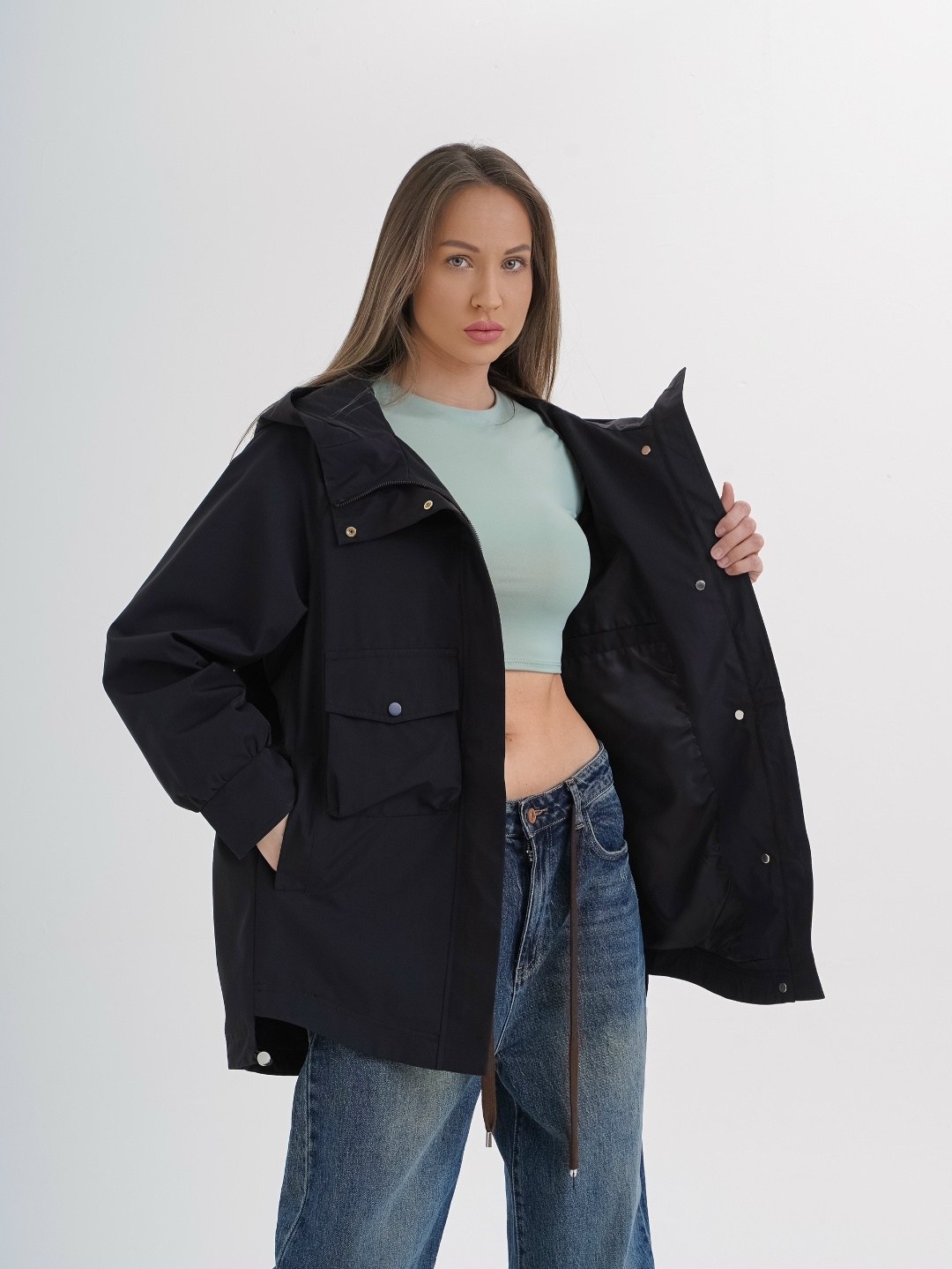 куртка женская,куртка демисезонная,куртка демисезонная с капюшоном удлиненная v.p.line,куртка женская демисезонная,куртка черный mtforce 014438633