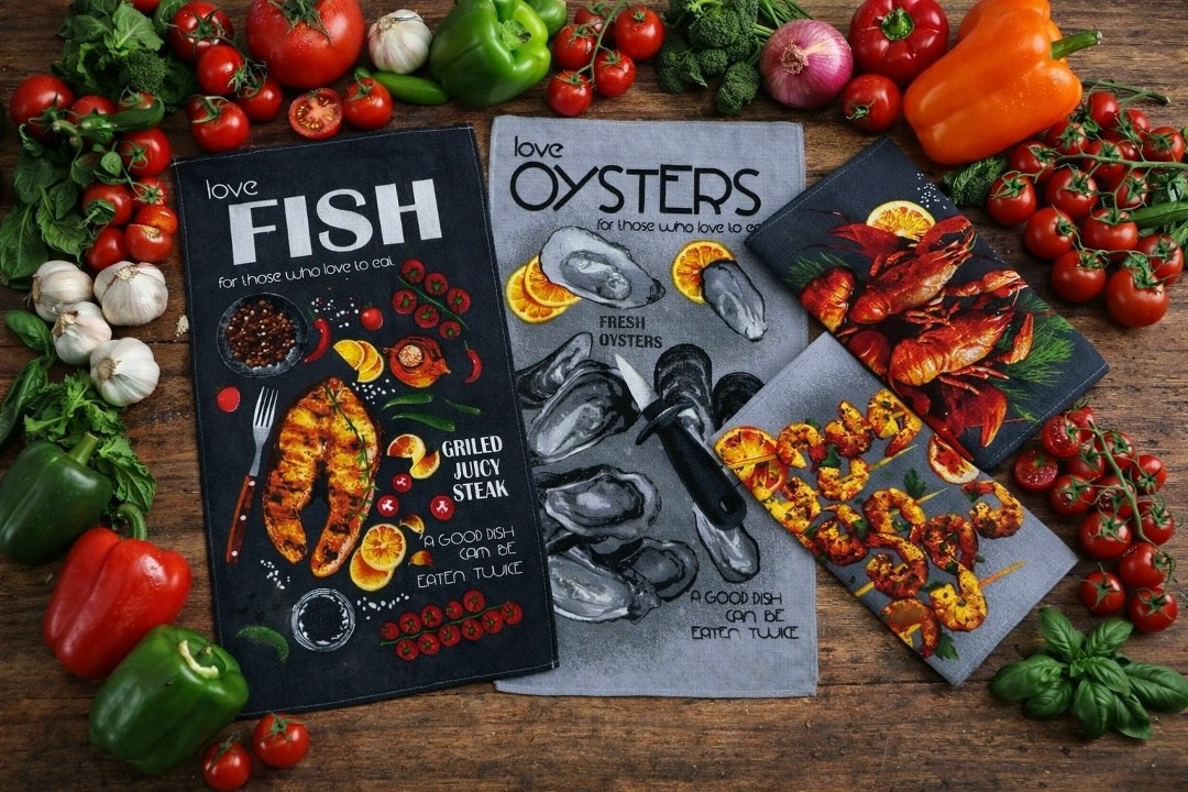 набор полотенец этель fish dish 4 шт,набор полотенец этель fish dish для кухни,набор полотенец этель italian food 4 шт,кухонное полотенце набор