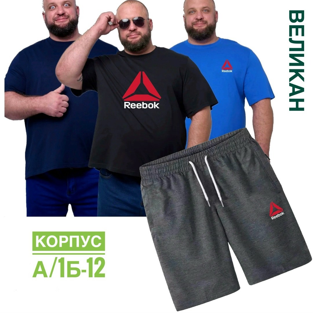 футболки мужские,футболки для мужчин,футболки комплект,футболка и шорты костюм рибок мужской