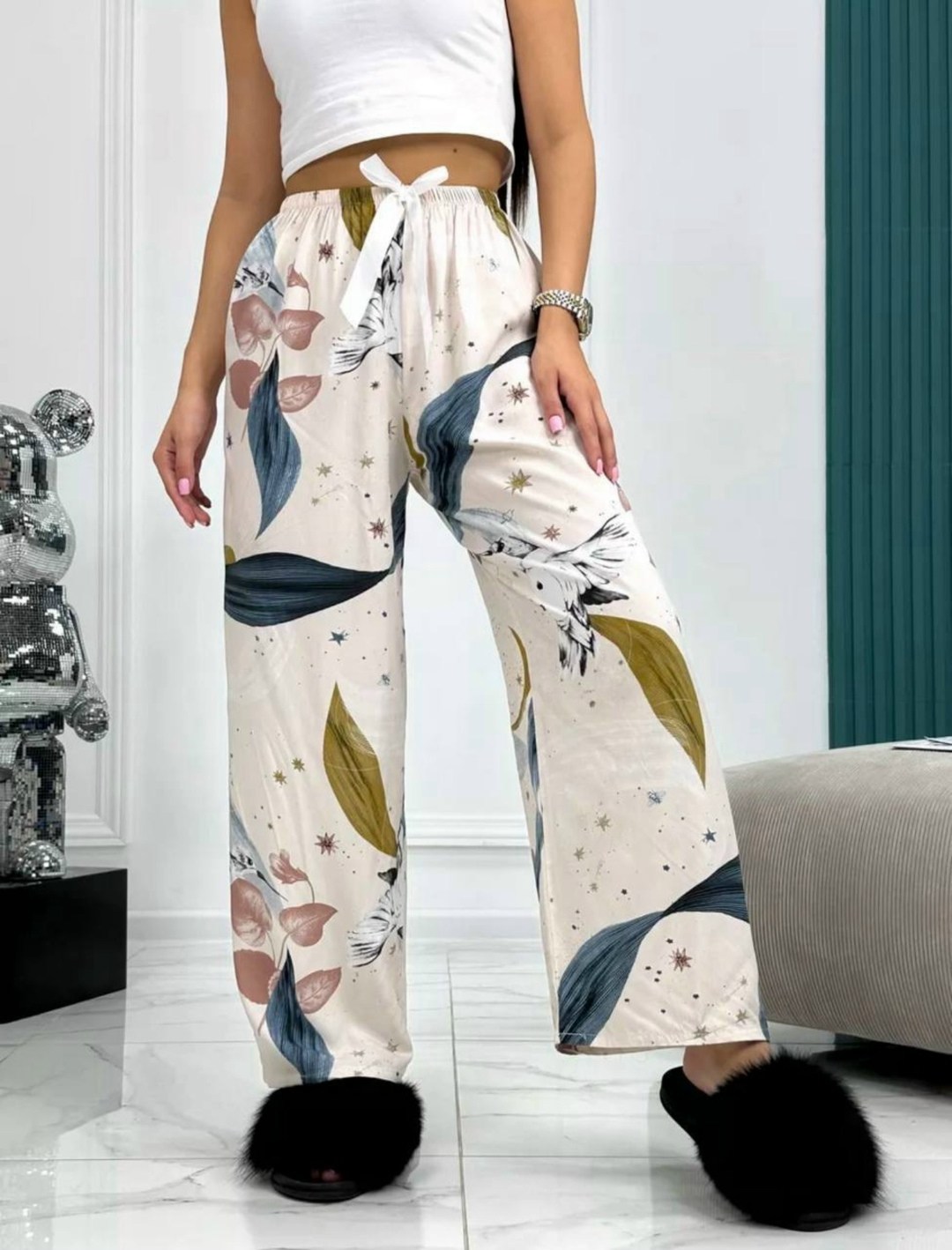 пижама женская,брюки для дома,пижама с штанами,штаны с принтом,костюм с принтом
