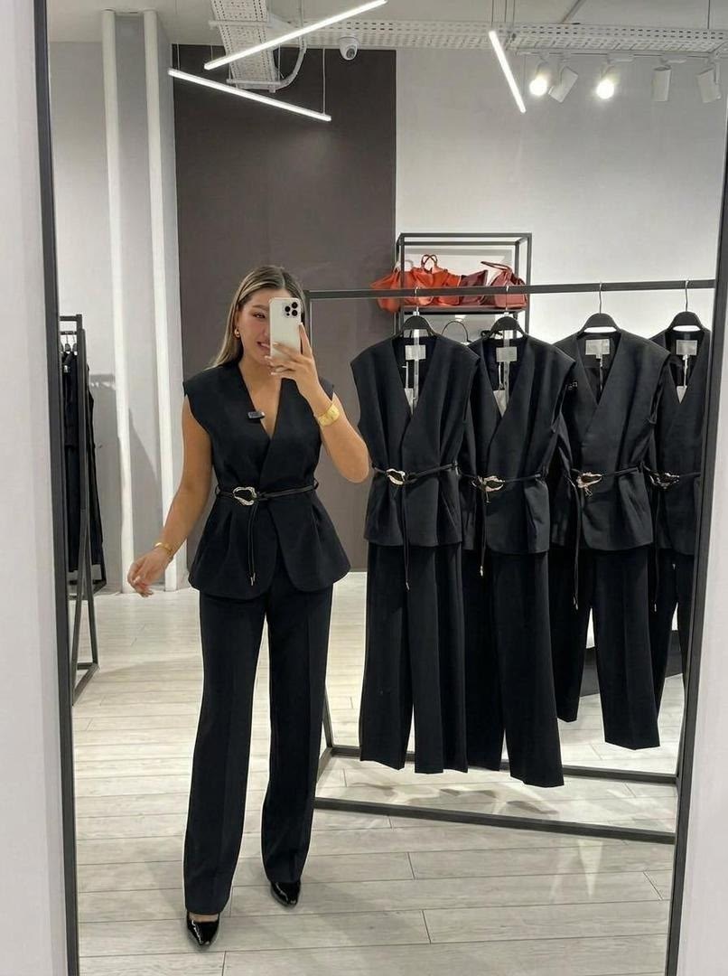 костюм двойка брючный палаццо с жилеткой вечерний mar'ko,женский брючный костюм,брючный костюм с удлиненной жилеткой,брючный костюм женский с удлиненным жилетом,брючный костюм