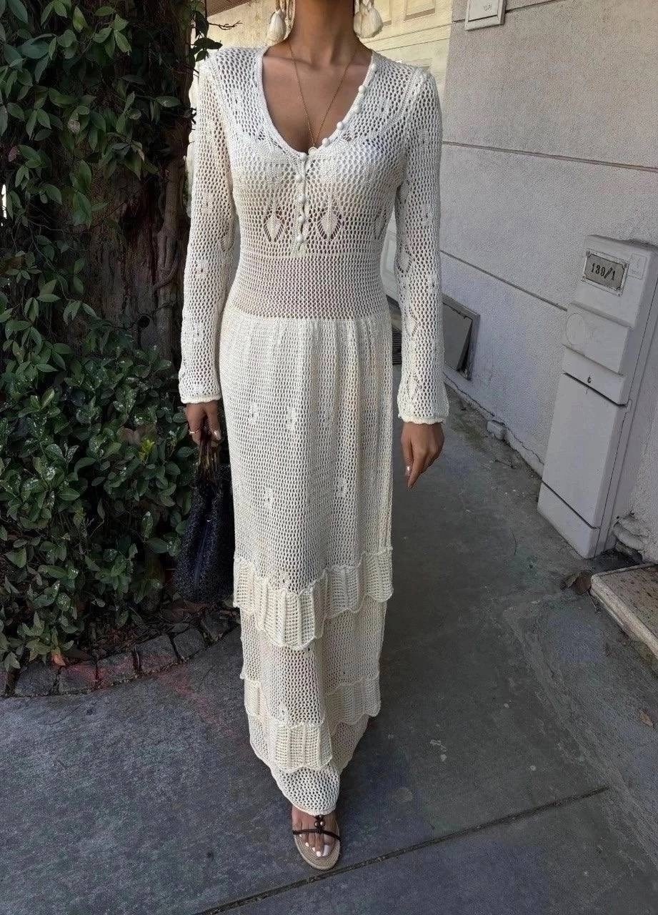 кружевное платье,вязаное платье,платье летнее длинное,вязаное летнее платье,кружевное белое платье