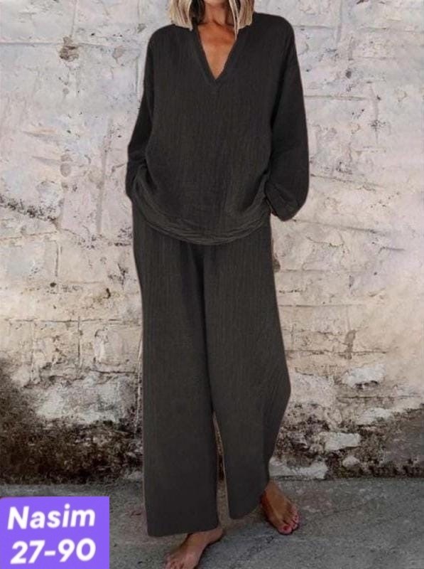 модный однотонный костюм zanzea с длинным рукавом,женский модный однотонный костюм zanzea,брючный костюм повседневный,костюм с брюками,однотонный костюм