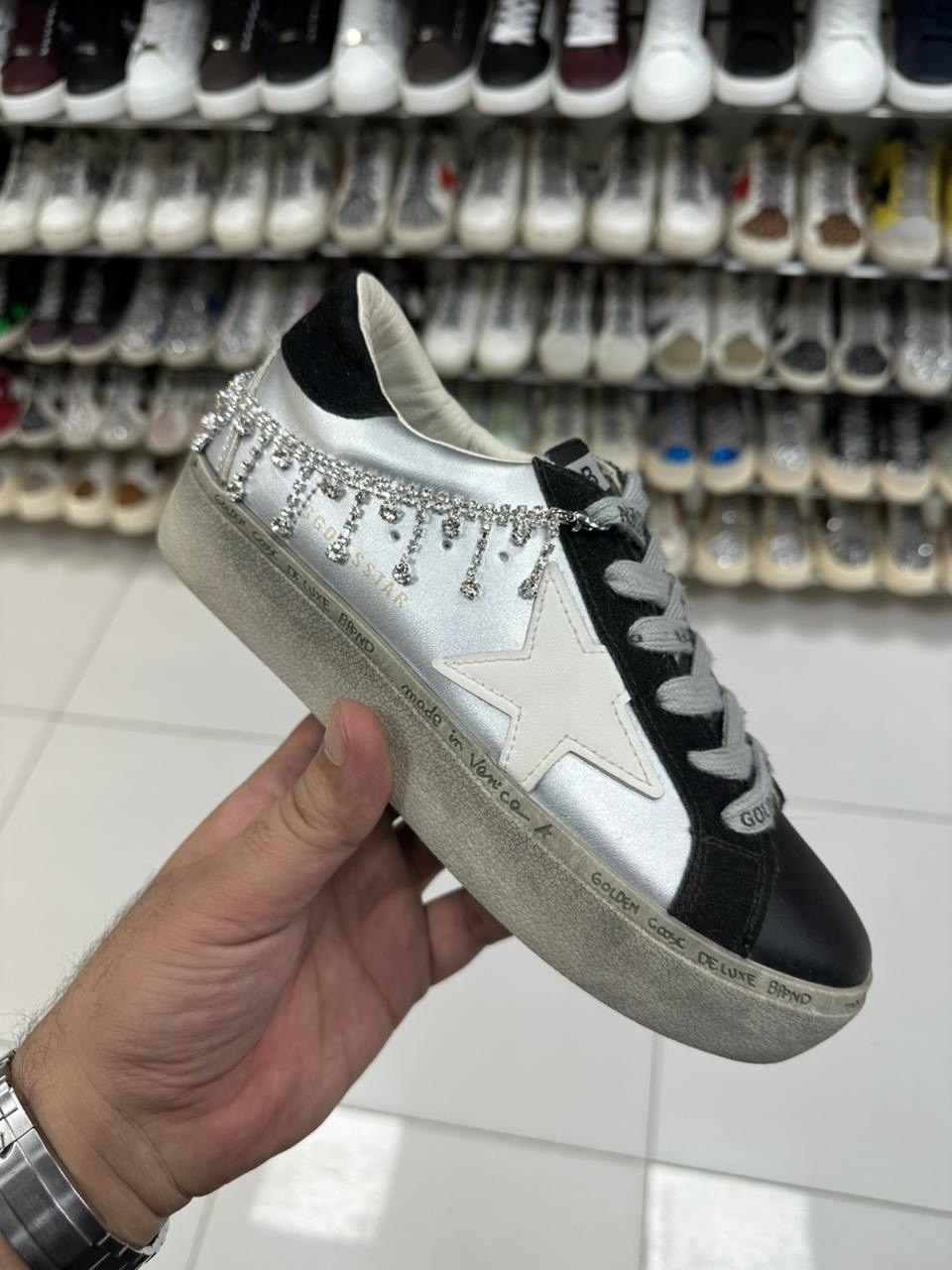 кеды женские golden goose,,кроссовки со звездами,женские кожаные кроссовки golden goose super-star premium - white / silver, женская