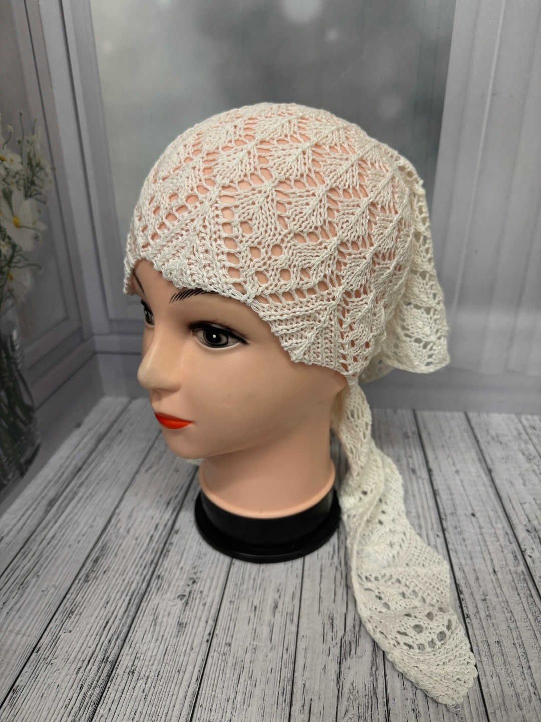шапка платок,вязаная косынка,шапка для женщин,ажурная косынка,косынка