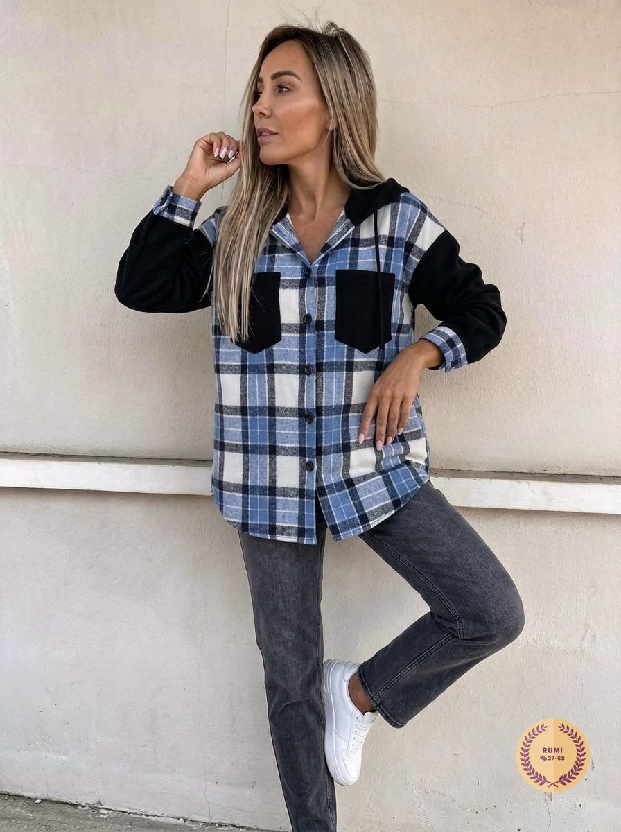 рубашка женская в клетку с капюшоном,рубашка с капюшоном,фланелевая рубашка в клетку женская,рубашка в клетку женская,клетчатая куртка